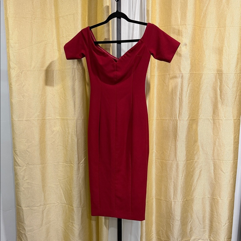 Cinq à Sept Off-Shoulder Red Midi Dress
